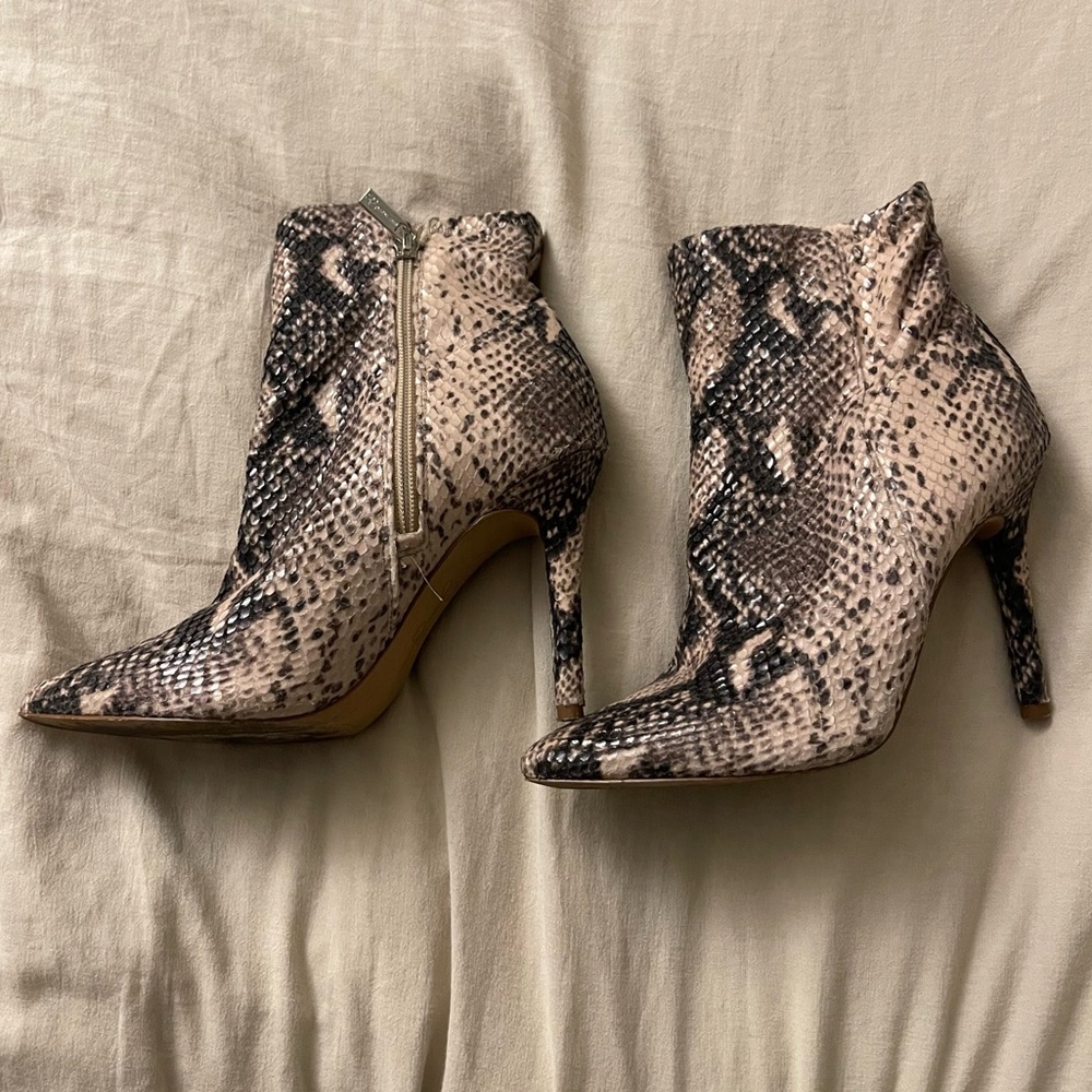 Mob Wife Snake Skin Ankle Boots